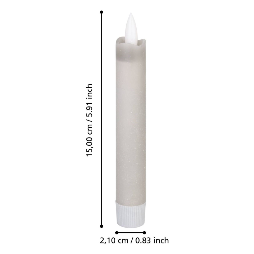 Eglo 422223 - SETTI 2x LED-kynttilä ANTANABE LED/1xAAA 15 cm harmaa