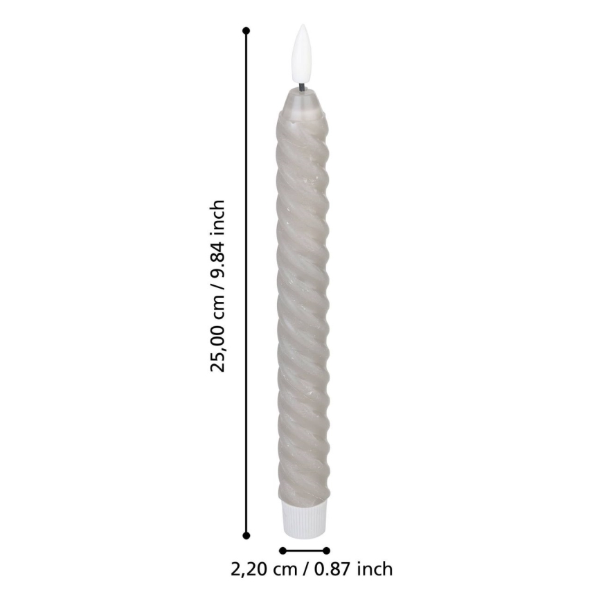 Eglo - SETTI 2x LED Kynttilä LED/1xAAA 25 cm harmaa