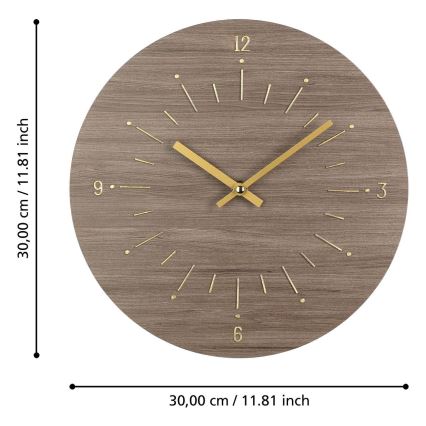 Eglo - Seinäkello 1xAA halkaisija 30 cm ruskea