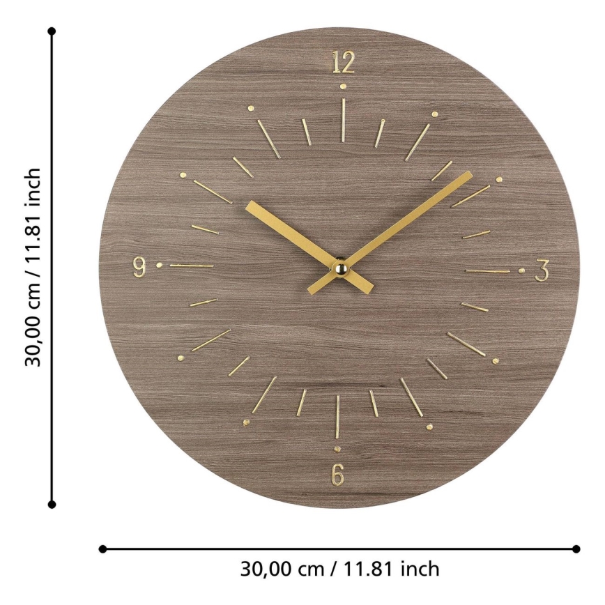 Eglo - Seinäkello 1xAA halkaisija 30 cm ruskea
