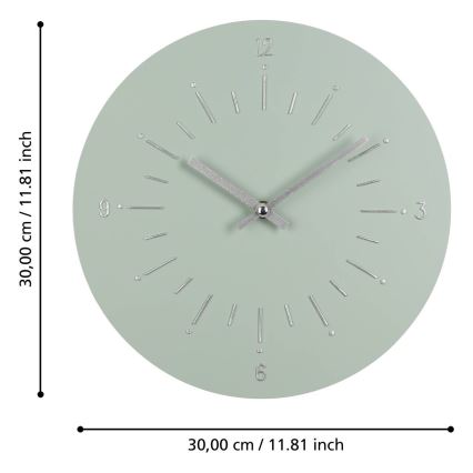 Eglo - Seinäkello 1xAA halkaisija 30 cm vihreä