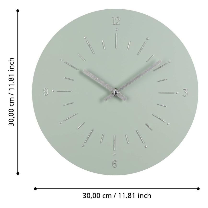 Eglo - Seinäkello 1xAA halkaisija 30 cm vihreä