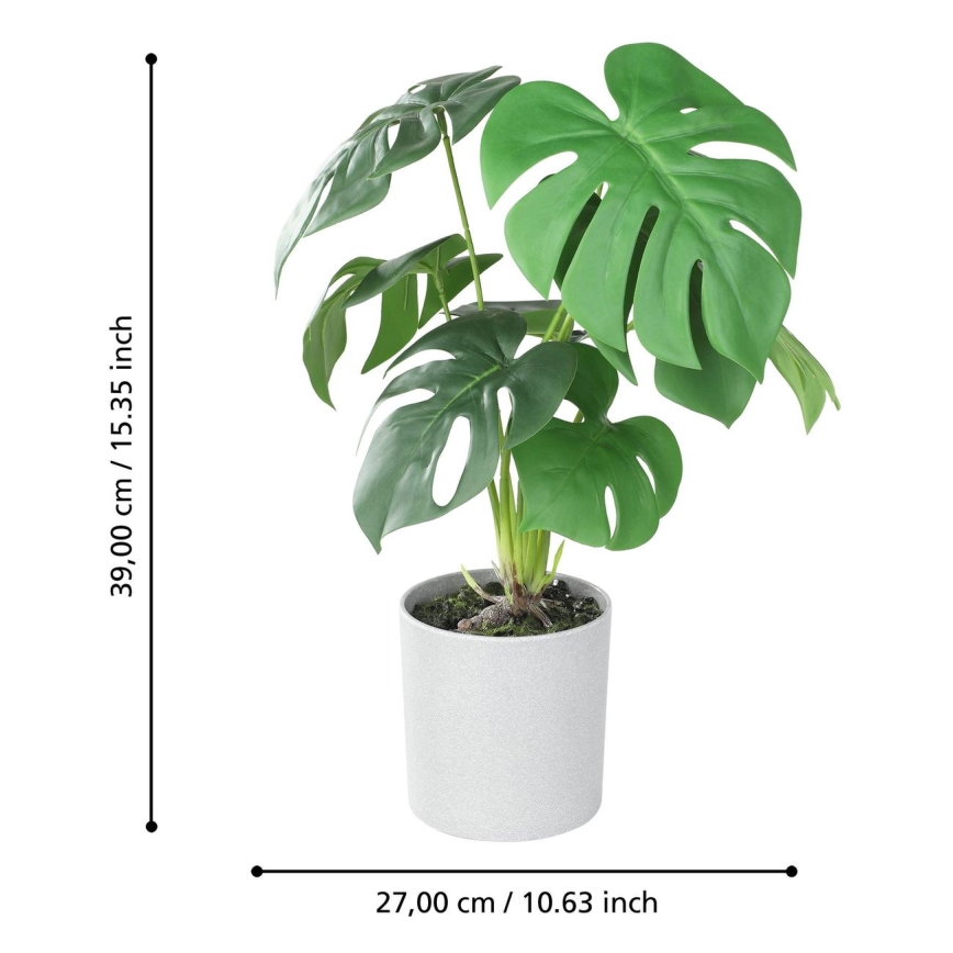 Eglo - Keinotekoinen kasvi kukkaruukussa 42x30 cm monstera
