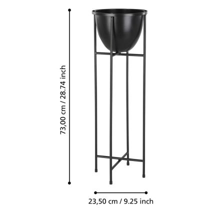 Eglo - Metallinen kukkaruukku 73x23,5 cm musta