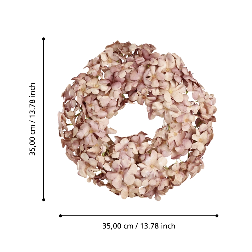 Eglo - Keinotekoinen kukkaseppele halkaisija 35 cm vaaleanpunainen
