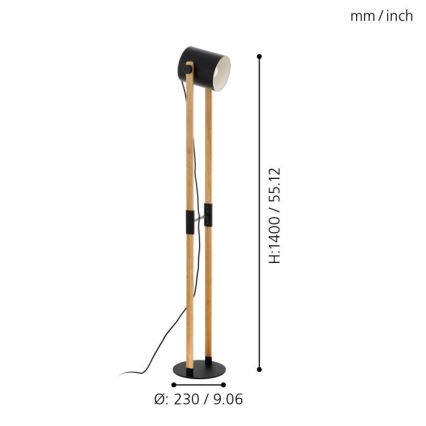 Eglo 43048 - Lattialamppu HORNWOOD 1xE27/28W/230V