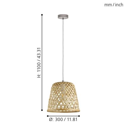 Eglo 43113 - Kattokruunu narulla KIRKCOLM 1xE27/60W/230V
