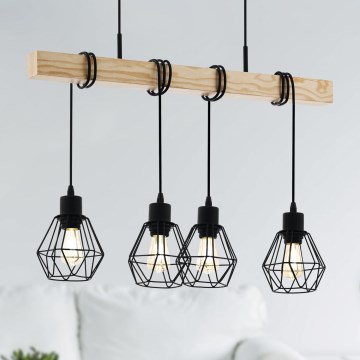 Eglo 43132 - Kattokruunu narulla TOWNSHEND 4xE27/60W/230V basket