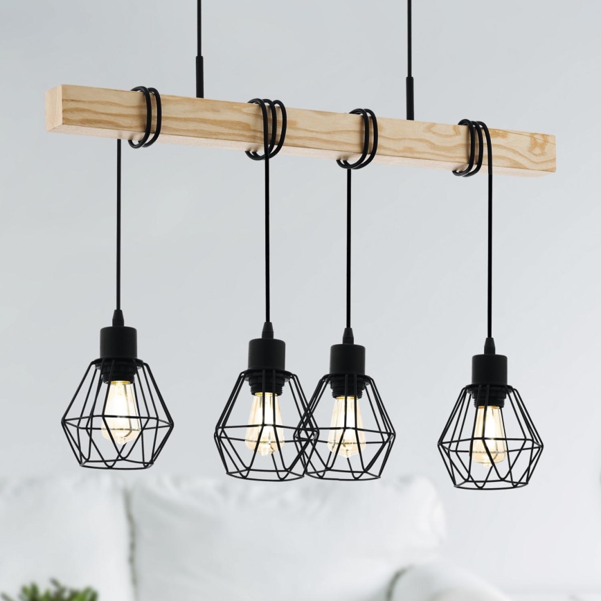Eglo 43132 - Kattokruunu narulla TOWNSHEND 4xE27/60W/230V basket