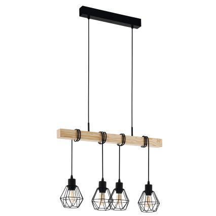 Eglo 43132 - Kattokruunu narulla TOWNSHEND 4xE27/60W/230V basket