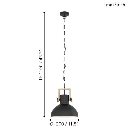 Eglo 43162 - Kattokruunu ketjussa LUBENHAM 1xE27/28W/230V