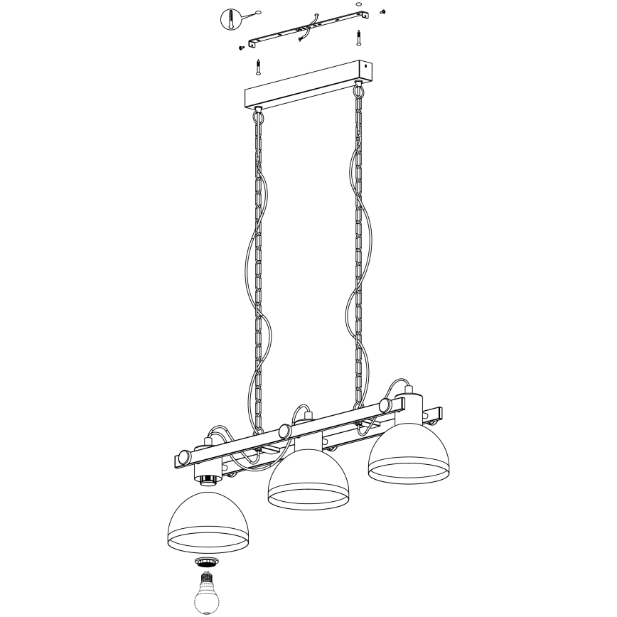 Eglo 43168 - Kattokruunu ketjussa LUBENHAM 3xE27/28W/230V