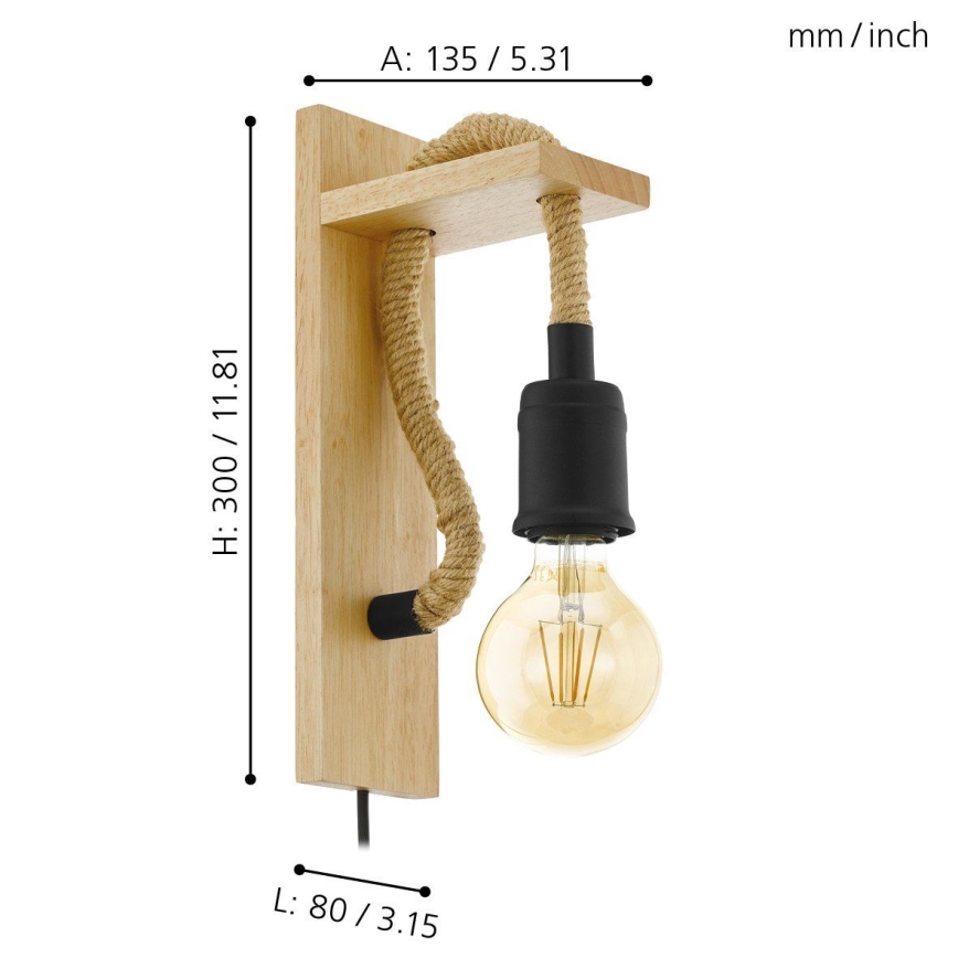 Eglo 43197 - Seinävalaisin RAMPSIDE 1xE27/28W/230V