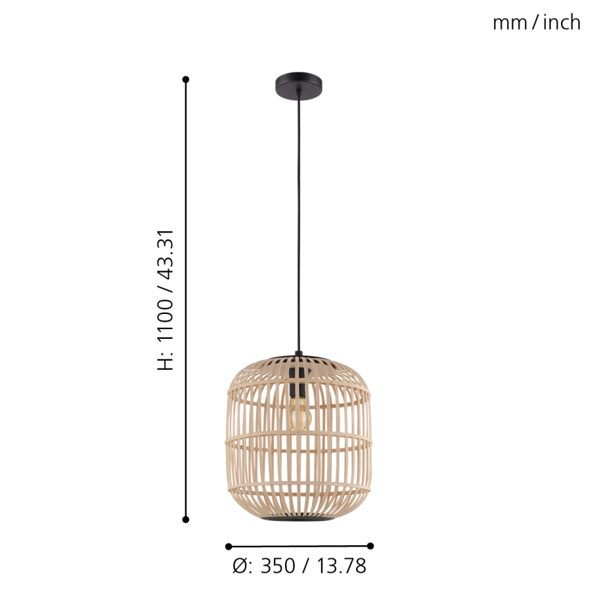 Eglo 43216 - Kattokruunu narulla BORDESLEY 1xE27/28W/230V