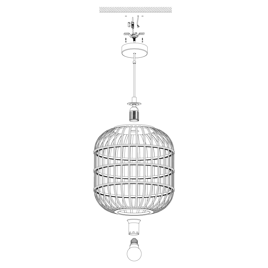 Eglo 43216 - Kattokruunu narulla BORDESLEY 1xE27/28W/230V