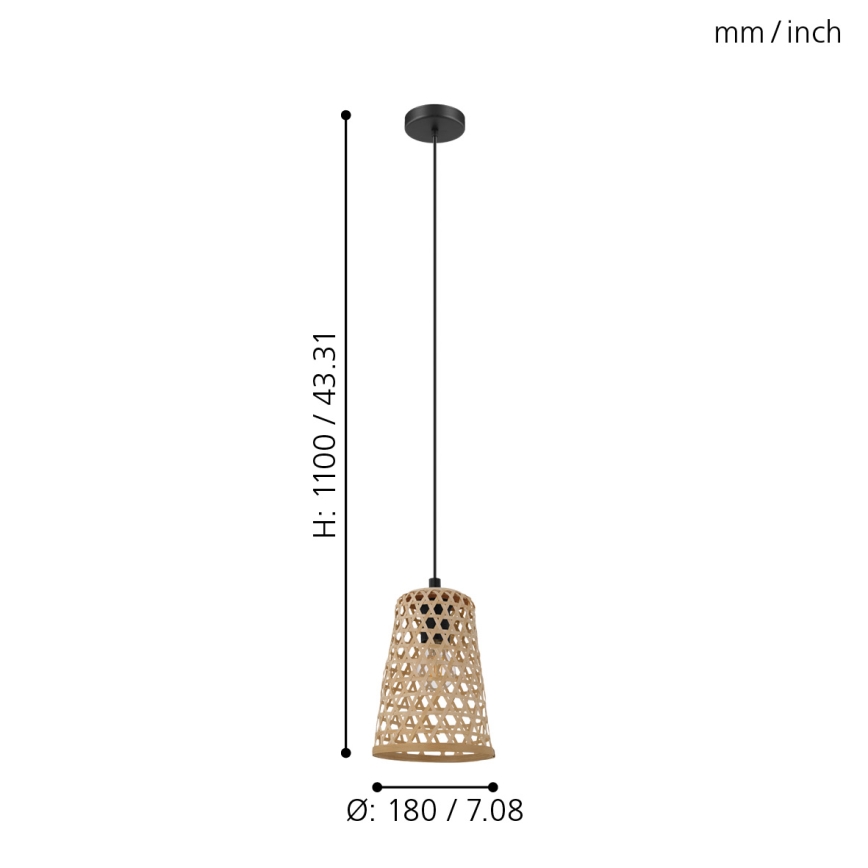 Eglo 43252 - Kattokruunu narulla CLAVERDON 1xE27/40W/230V halkaisija 180mm