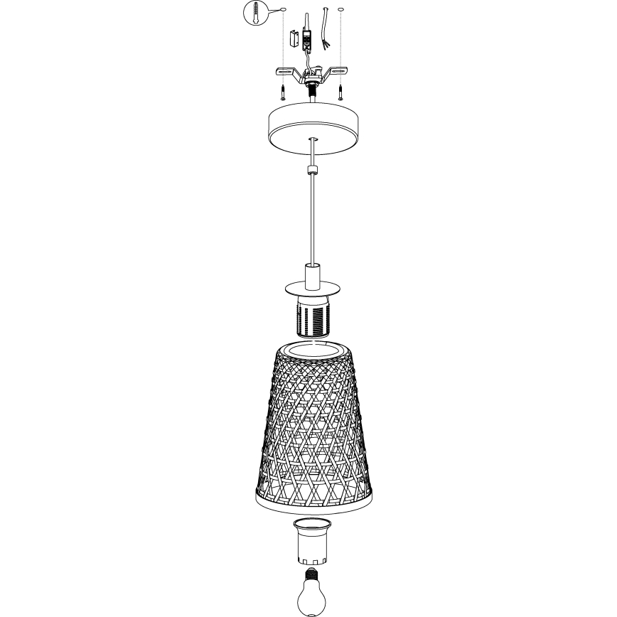 Eglo 43252 - Kattokruunu narulla CLAVERDON 1xE27/40W/230V halkaisija 180mm