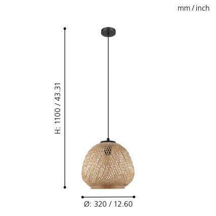 Eglo 43261 - Kattokruunu narulla DEMBLEBY 1xE27/40W/230V