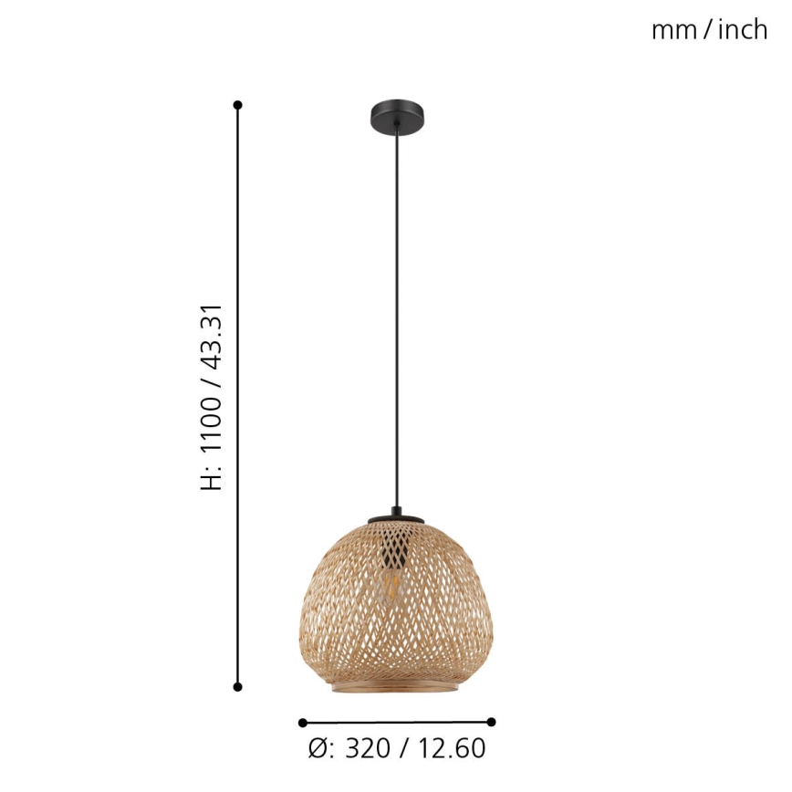 Eglo 43261 - Kattokruunu narulla DEMBLEBY 1xE27/40W/230V