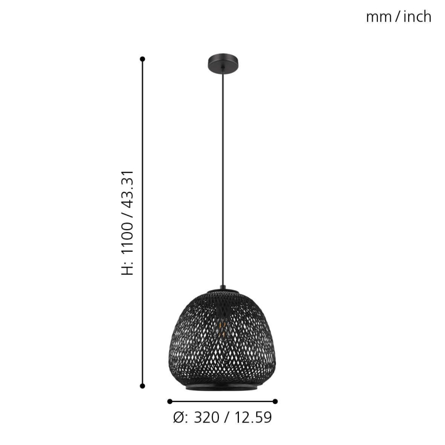 Eglo 43265 - Kattokruunu narulla DEMBLEBY 1 1xE27/40W/230V