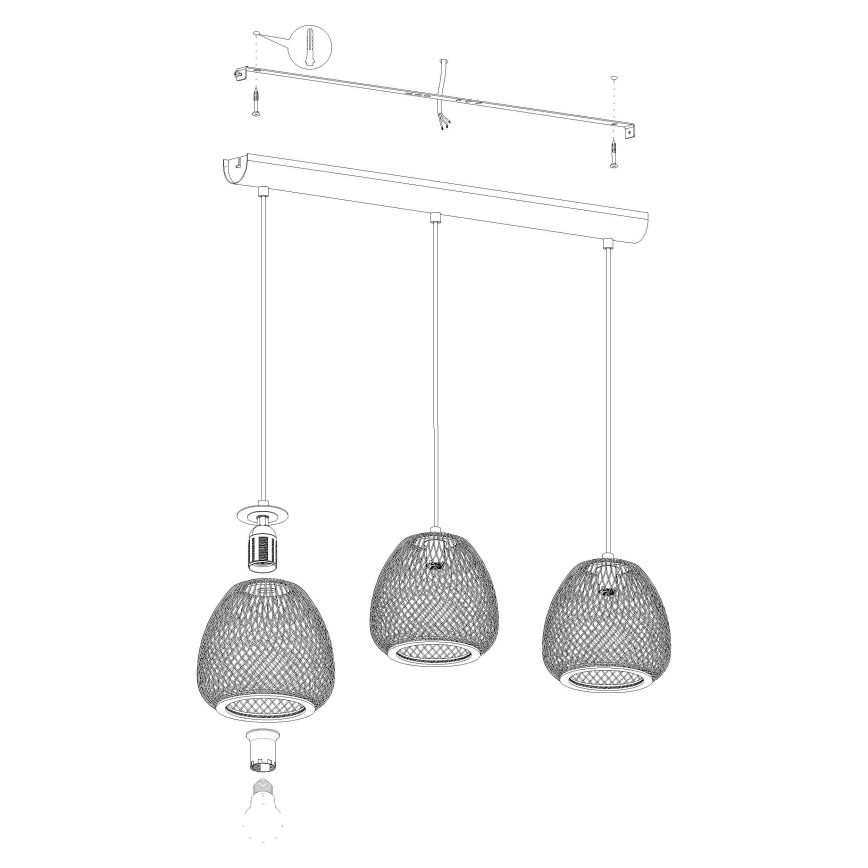 Eglo 43266 - Kattokruunu narulla DEMBLEBY 1 3xE27/40W/230V