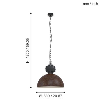Eglo 43299 - Kattokruunu ketjussa ROCKINGHAM 1xE27/40W/230V