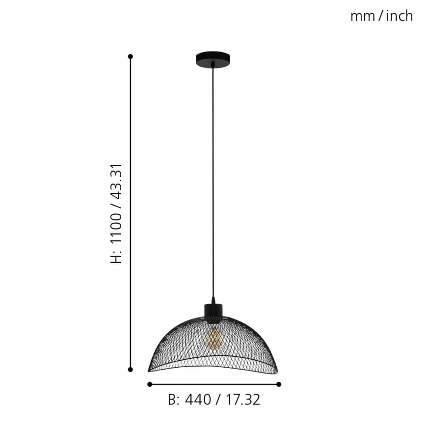 Eglo 43304 - Kattokruunu narulla POMPEYA 1xE27/60W/230V
