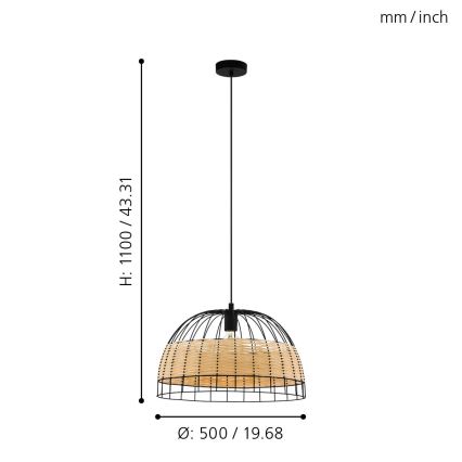Eglo 43312 - Kattokruunu narulla ANWICK 1xE27/40W/230V