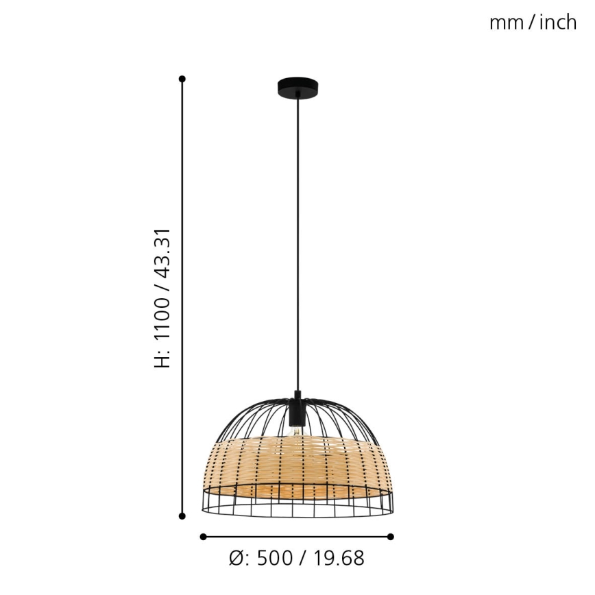 Eglo 43312 - Kattokruunu narulla ANWICK 1xE27/40W/230V