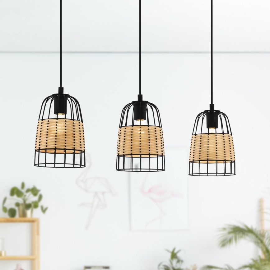 Eglo 43313 - Kattokruunu narulla ANWICK 3xE27/40W/230V