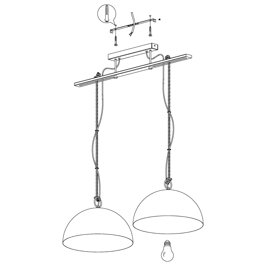 Eglo 43397 - Kattokruunu narulla HODSOLL 2xE27/40W/230V