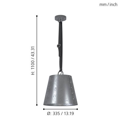 Eglo 43405 - Kattokruunu narulla CHERTSEY 1xE27/60W/230V