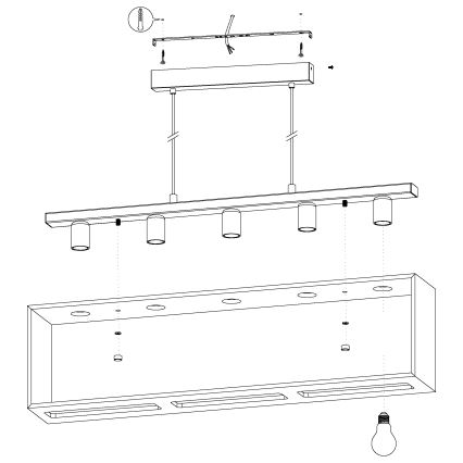 Eglo 43414 - Kattokruunu narulla FAMBOROUGH 5xE27/40W/230V