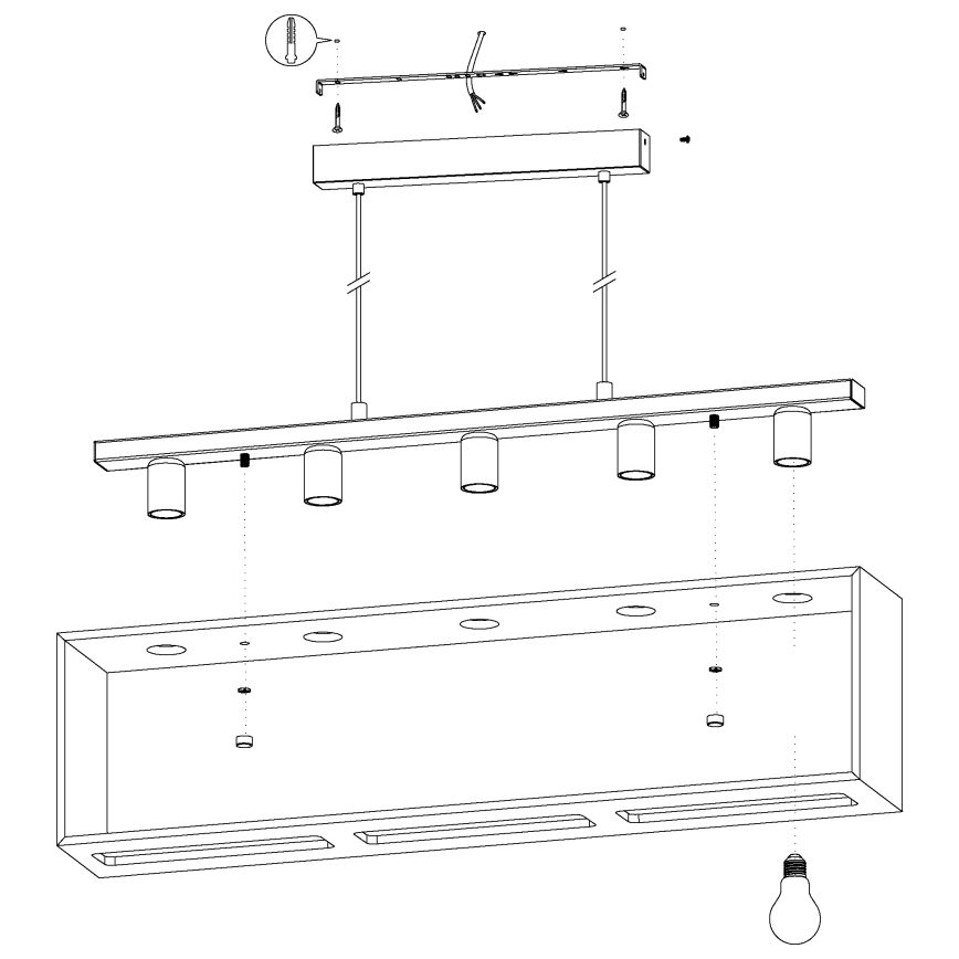 Eglo 43414 - Kattokruunu narulla FAMBOROUGH 5xE27/40W/230V