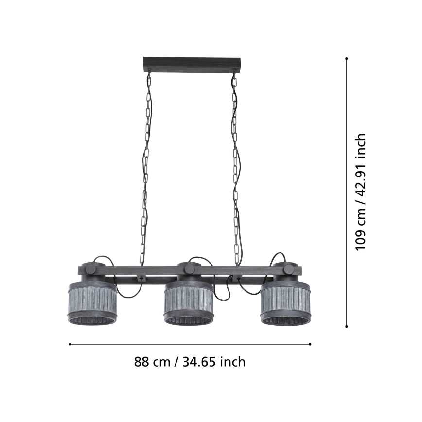 Eglo 43447 - Riippuvalaisin TURROCK 3xE27/28W/230V