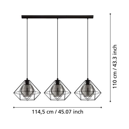 Eglo 43483 - Kattokruunu narulla VERNHAM 3xE27/40W/230V