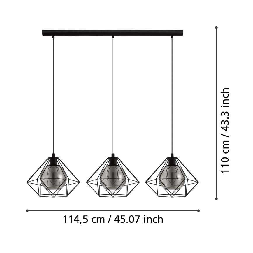 Eglo 43483 - Kattokruunu narulla VERNHAM 3xE27/40W/230V