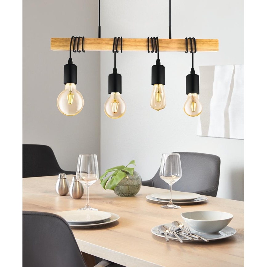 Eglo - Kattokruunu johdossa TOWNSHEND 4xE27/60W/230V - FSC sertifioitu