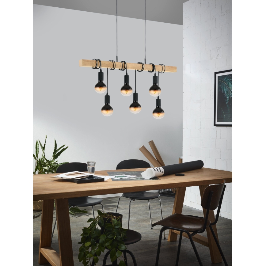 Eglo - Kattokruunu johdossa TOWNSHEND 6xE27/60W/230V - FSC sertifioitu