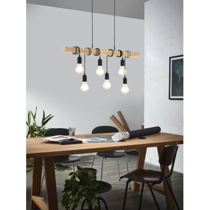 Eglo - Kattokruunu johdossa TOWNSHEND 6xE27/60W/230V - FSC sertifioitu