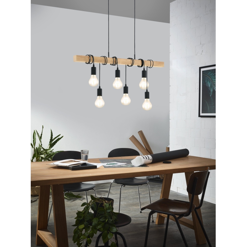 Eglo - Kattokruunu johdossa TOWNSHEND 6xE27/60W/230V - FSC sertifioitu