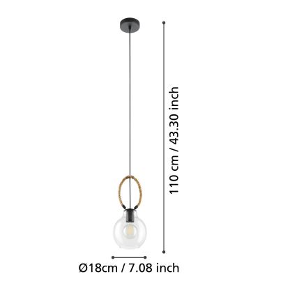 Eglo 43617 - RODING riippuvalaisin vaijerilla 1xE27/40W/230V