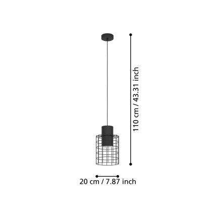 Eglo - Kattokruunu johdossa 1xE27/40W/230V d. 20 cm musta