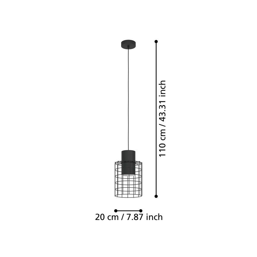 Eglo - Kattokruunu johdossa 1xE27/40W/230V d. 20 cm musta