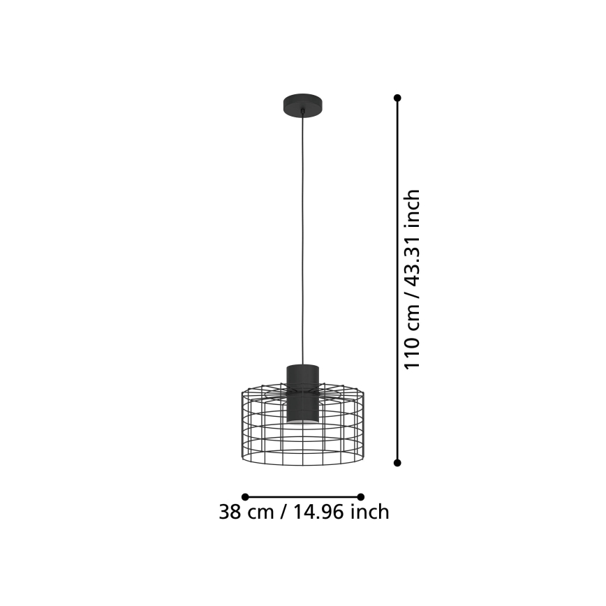 Eglo - Kattokruunu johdossa 1xE27/40W/230V d. 38 cm musta