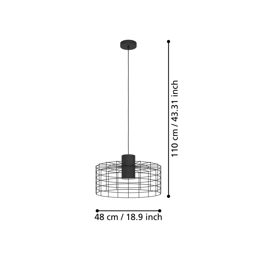 Eglo - Kattokruunu johdossa 1xE27/40W/230V d. 48 cm musta