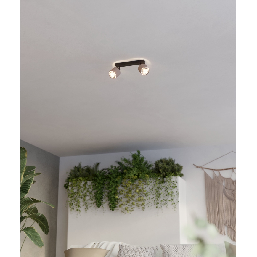 Eglo - Seinävalaisin 2xE14/40W/230V musta/beige