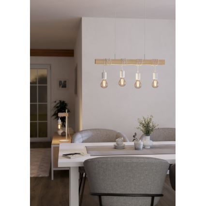 Eglo - Kattokruunu johdossa TOWNSHEND 4xE27/60W/230V - FSC sertifioitu
