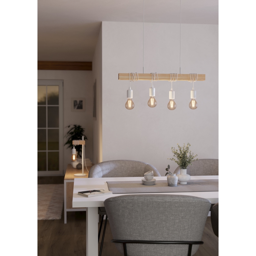 Eglo - Kattokruunu johdossa TOWNSHEND 4xE27/60W/230V - FSC sertifioitu
