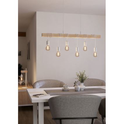 Eglo - Kattokruunu johdossa TOWNSHEND 6xE27/60W/230V - FSC sertifioitu